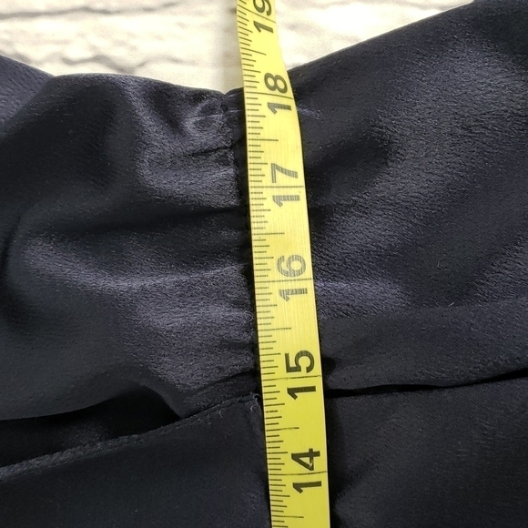 Vintage 80s Alison J. Satin Wrap Surplus Midi Dress Navy Long Sleeve XL VGUC - Picture 12 of 17